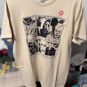 Gildan Beige Graphic Tee with Horror Design